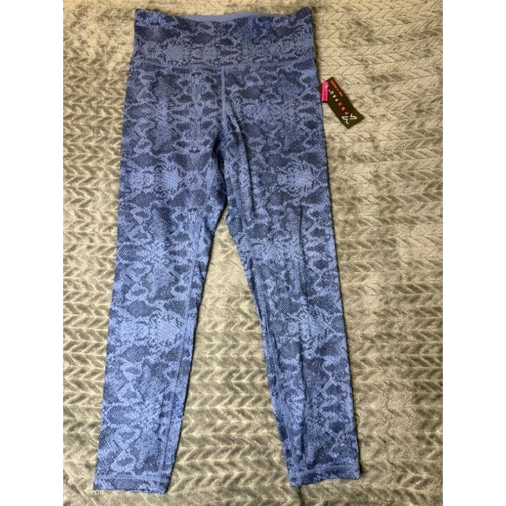 PBX Pro Womens Blue Snakeskin Print High Waisted Athletic Leggings Sz M NWT 0129